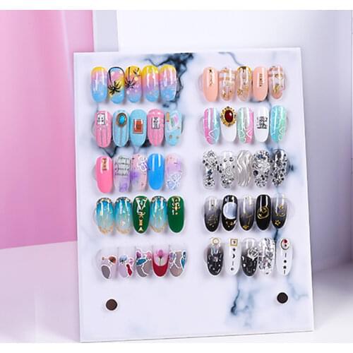 Detachable Magnet Nail Display Marble Board Display Nail Art Tools Gel Nail Polish Plastic Transparent nail Showing Shelf Salon