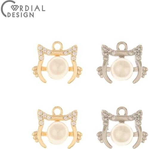 Cordial Design 30Pcs 11*13MM Jewelry Accessories/CZ Charms/Hand Made/Imitation Pearl/Genuine Gold Plating/Pendant/DIY Making