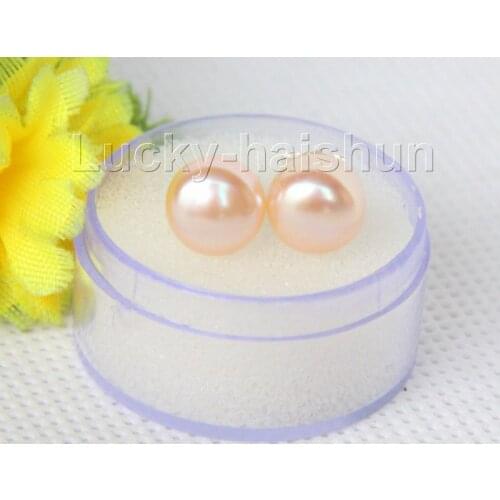 Genuine Stud 7-8mm pink freshwater pearls Earrings