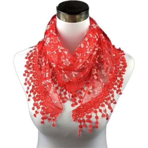 YSDNCHI Wrap Scarves Warm Comfort Scarves Hollow Accessories Lace Scarf Triangular Crochet Tassel Pendant Ladies Flower