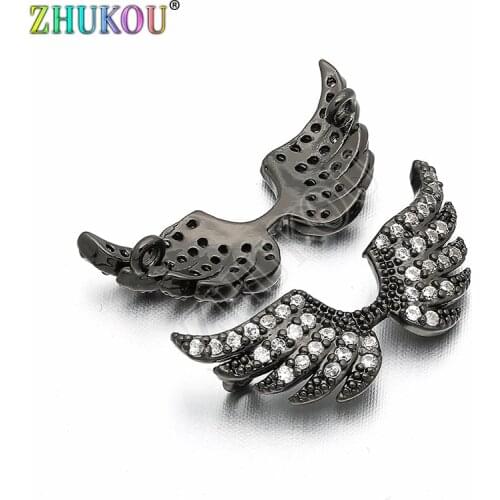 21*9mm Brass Cubic Zirconia Wing Shaped Charms Connector for Diy Bracelet & Bangle Jewelry findings Accessories, Model: VS16