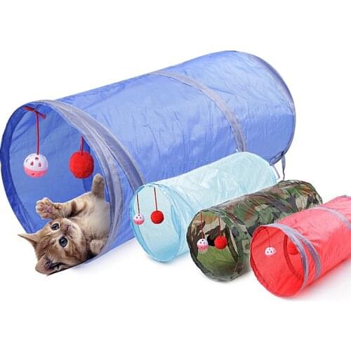 Cat Toy Funny Cat Tunnel 2 Holes Play Tubes Balls Collapsible Crinkle Kitten Toys Puppy Play Dog Chat Tunnel Home Gatos Kitchen