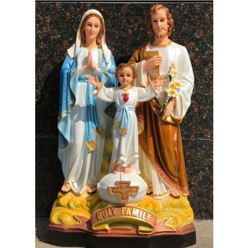 HEIGHT 65CM THREE MEMBERS HOLY FAMILY JESUS MARIA JOSEPH CATHOLIC IMPORT FIGURE STATUE SCULPTURE CRAFTS DECORATION ART HOME