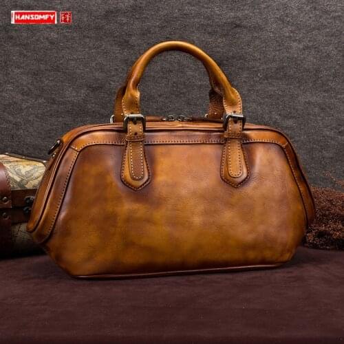 Retro Leather women handbag female 2020 new handmade genuine leather shoulder messenger bag first layer cowhide crossbody bags