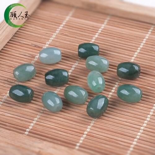 Womens Necklace Jewelry Rice Shape Beads Natural Burma Jadeite Jade level AAA Buddha Beads Jewelry For Females DIY Jewelry