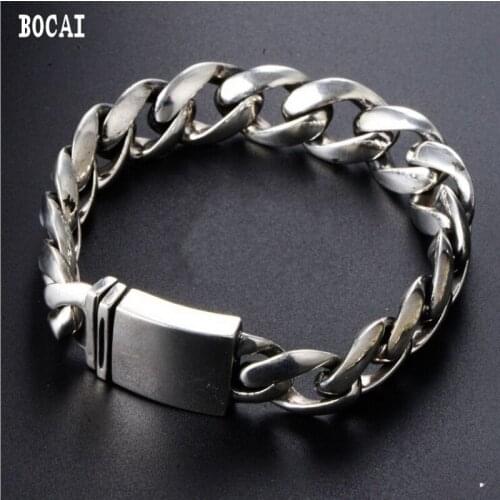 100% Real sS925 solid silver glossy woven simple style mens bracelet fashion delicateness Thai silver bracelet