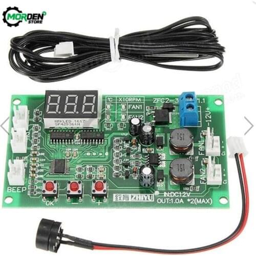 12V Dual Way 3-Wire Fan LED Intelligent Digital Temperature Thermostat Governor Speed Controller Switch Waterproof NTC Module