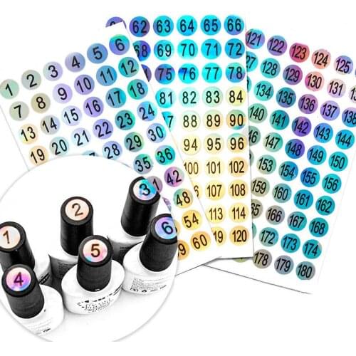 3/5 PCS Number Laser Sticker Label For Nail Polish Color Gel Varnish 1-180/ 1-300 Waterproof Marking Digital Label Manicure Tool