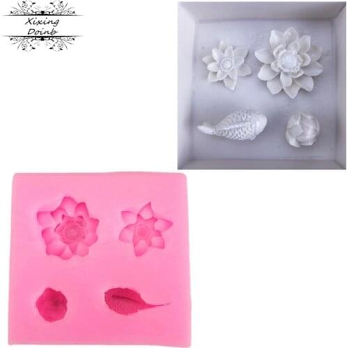 3D Mini lotus carp silicone mold sugar technology candy cake mold chocolate cake decoration Tool kitchen cooking