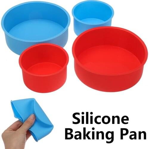 4pcs Silicone Cake Bread Tin Mold 4'' &6'' Round Cake Mold Tray Non-Stick Food Grade Baking Moulds Set For Kitchen Flexible