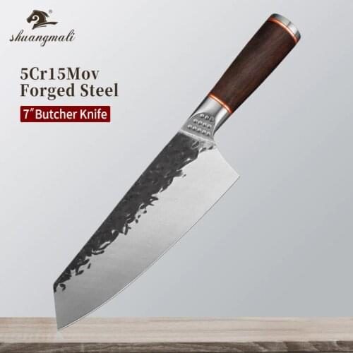7 Inch Butcher Chef Knife Forged 5Cr15Mov Steel Kitchen Utility Knives Cooking Tool Vegetable Slicing Meat Cleaver Chef Knives