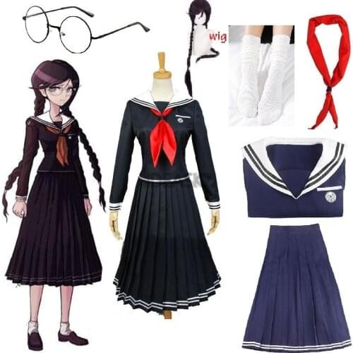 Anime Danganronpa Dangan-Ronpa 2 Toko Fukawa Cosplay Costume School Uniform Costume With Wig Glasses