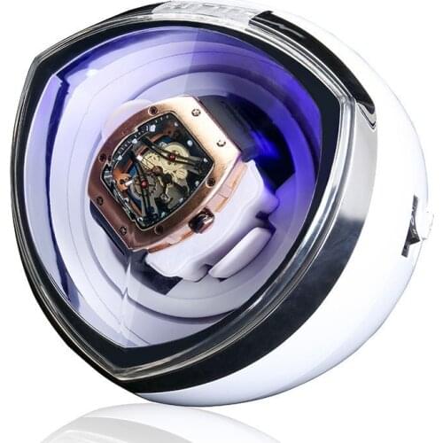 Watch Winders For Automatic Watches Mechanical Watch Luxury Single Watch Winder Box Motor Rotator Transparent Case Ambient Light