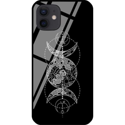 Triple moon wicca pagan wiccan neopagan witches Tempered Glass Case For iPhone 11 12 Pro MAX XS XR 7 8 Plus SE Phone Back Cover