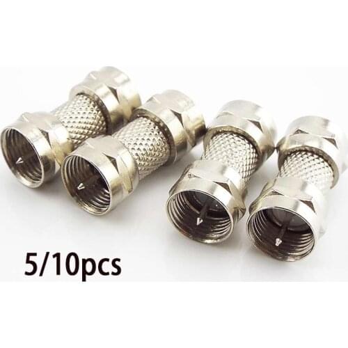 F Type Male Plug Connector Socket to RF Coax TV Aerial Female RF Adapters 2.6*1.1cm Video Coaxial Converter Silver Zinc Alloy U6