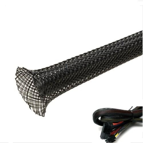 Insulated Braided Sleeving Expandable Flexible Pipe Nylon 6MM Black PET Soft Protection Flame Retardant Braided Insulated Cable