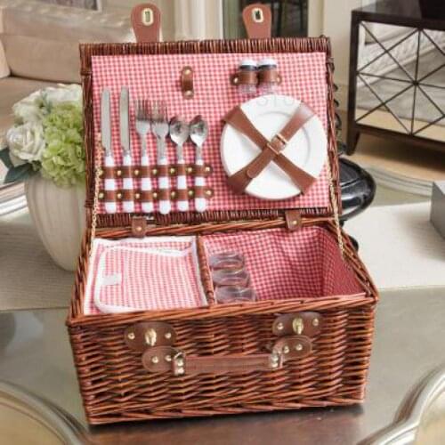 Picnic Basket Ivy Rattan Knitted Tableware, Fruit Food, Hand-held Basket, Outdoor Portable Picnic Supplies