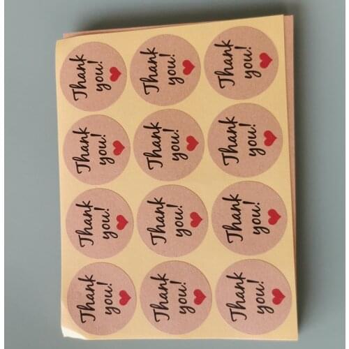 Red Love Thankyou Stickers Wholesale Round Kraft Paper Sealing Stickers 12 Custom Stickers Thank You Cute Custom Stickers