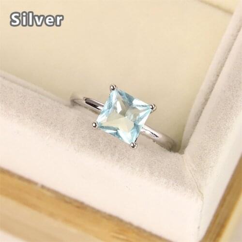 Best-selling Europe and the United States fashion s925 pure silver engagement ring zircon blue ring ms crystal jewelry gifts