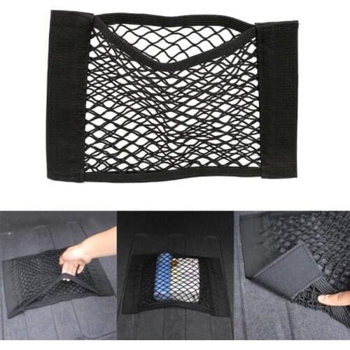 Hot Car Back Rear Mesh Trunk Seat Elastic String Net Magic Sticker Storage Bag Pocket Cage Auto Organizer Seat Back Bag