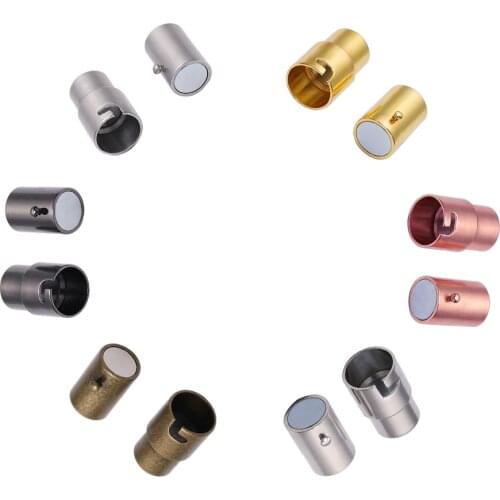 10Pcs/lot 3-10mm Strong Magnetic Clasps With Locking Mechanism Leather Cord End Caps Connectors For DIY Bracelets Jewelry Making