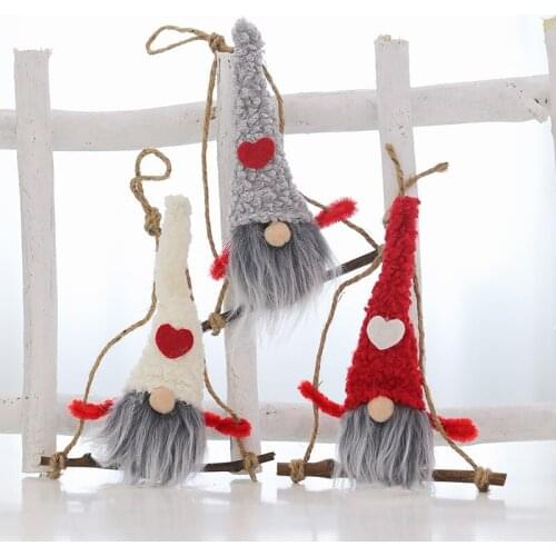 Cute Plush Santa Doll Christmas Ornaments Drop Pendant Xmas Tree Hanging Decorations Holiday party kid Gifts