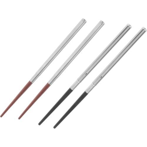 Reusable Stainless Steel Chopsticks Foldable Chop Sticks Wooden Travel