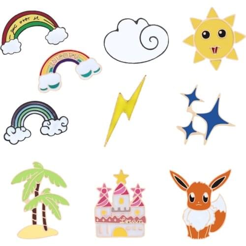 Fashion Cartoon Rainbow Sun Moon Cloud Brooch Cute Squirrel Metal Enamel Brooches Jewelry Jackets Backpack Lapel Pin Badge Gift