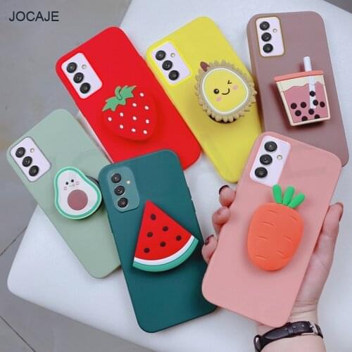 3D Cartoon Fruit Holder Stand Phone Case For Samsung Quantum 2 A82 S21FE S21 S20 Ultra A32 A52 A72 A22 Soft TPU Shockproof Cover