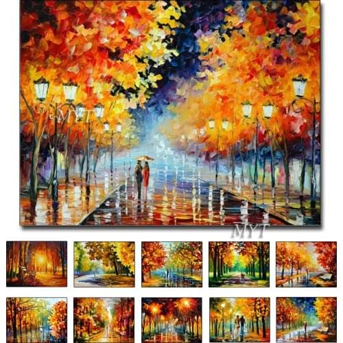 MYT Oil Painting Hand-painted Modern Design Knife Canvas Painting Water City Landscape Oil Paintings On Canvas Art no Framed