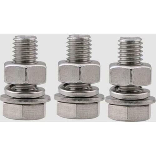 M10M12 304 stainless steel outer hexagon screw nut flat washer spring washer set