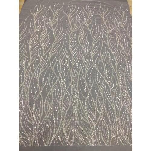 Nigerian Mesh Lace Fabrics SYJ-418885 with Beads African Sequins Lace Fabric High Quality French Tulle Lace Fabirc