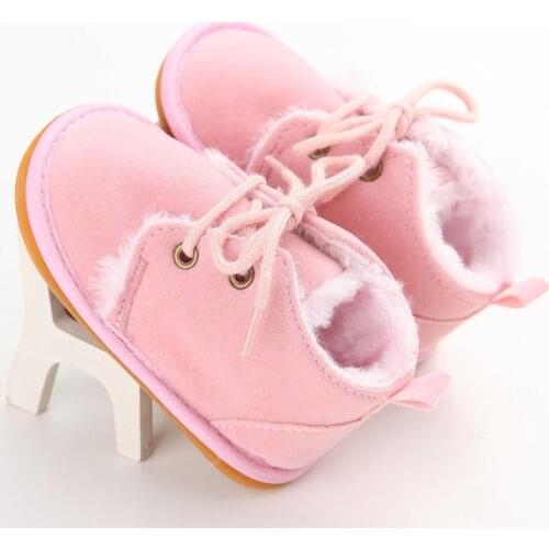 New Fashion Solid Lace-Up Baby Boots Cross-tied For Autumn/Winter Baby Shoes For Warm Baby Plush Boots Shoes Wholesale