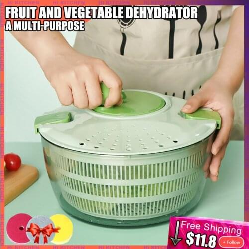 SALAD DEHYDRATOR VEGETABLES SPINNER DRYER MANUAL SWING DEWATERING TOOL BIG CAPACITY WATER DRAINER BASKET KITCHEN TOOL