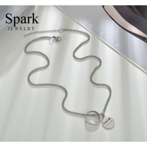 Spark Custom Name Date Round Pendant Necklace Stainless Steel Detendable Chain Necklaces For Women Men Punk Jewelry Gift Collar