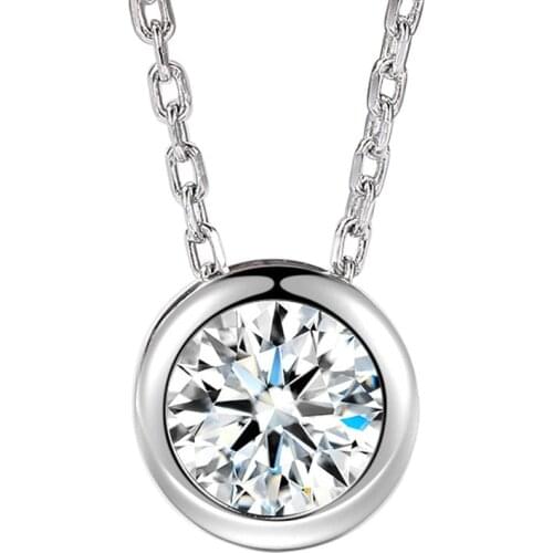 Simply Small Round 0.8 carat Cubic Zirconia 925 Sterling Silver Pendant Necklace Hot Jewelery for Women and Girls