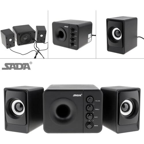 SADA D-205 Portable 3W USB2.0 Subwoofer Combination Speakers 3.5mm Audio Plug USB Power Plug for Desktop PC Smartphone