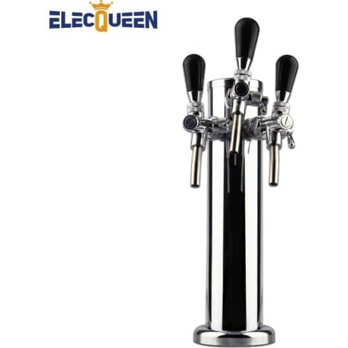 Draft Beer Tower with 3 adjustable beer taps,Top Quality Polished 3-way Beer Column & Silver Color Beer Faucets Bar Accessories