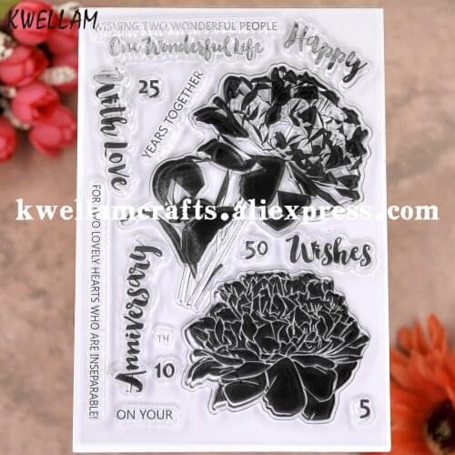 Flowers With Love Happy Wishes Anniversary Scrapbook photo cards rubber stamp clear stamp transparent stamp 20102005