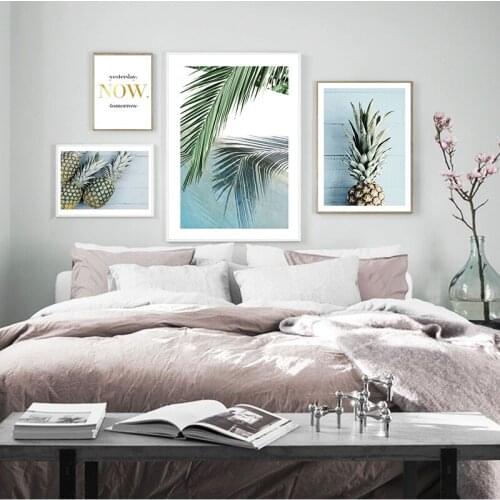 Tropical Decoration Picture Scandinavian Pineapple Palm Tree Print Scenery Wall Art Canvas Painting Modern Room Decor
