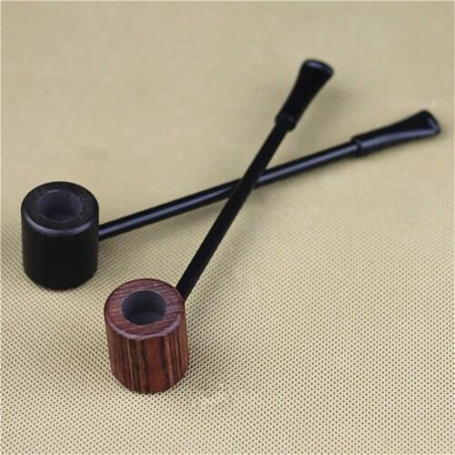 Handmade Ebony Pipe Tobacco Pipe Bent Cigarette Pipe Smoking Set Classic Tube for Smoking Cigar Filter Good for Mens Gift