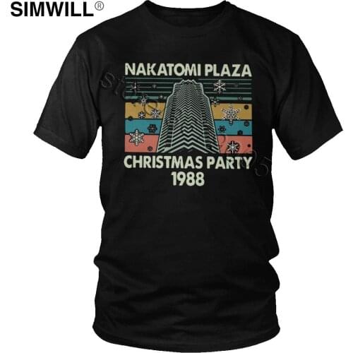 Vintage Nakatomi Plaza Christmas Party 1988 T Shirt Men Cotton Pop Culture T-Shirt Retro Round Neck Short Sleeve Tee Gift Merch