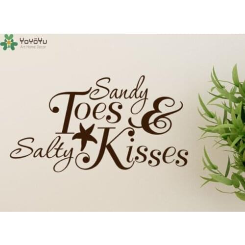 High Quality Wall Decal Quote Sandy Toes And Salty Kisses Removable Wall Sticker Modern DIY Home Decoration Accessories ArtSY401