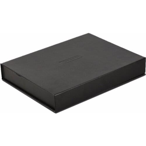 High quality leather material custom Gold or Silver foiling printed 4.3 inch lcd screen box tft video brochure card box