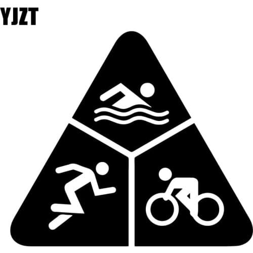 YJZT 16.5CM*14.6CM Triathlon Sports Swimming Cycling Running Bumper Decoration Car Sticker Vinyl Decal Black/Silver C31-0480