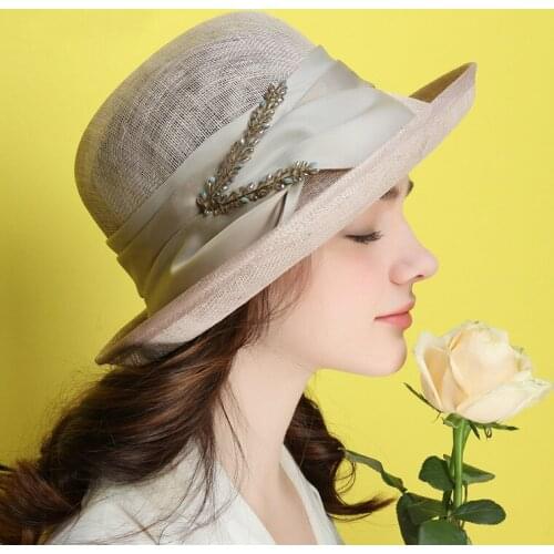 Women Sunhat Spring Summer Sun Protection Beach Hat Sunshade Curly Edge Fashion Sunscreen Visor New Lady Elegant Linen Cap H6676