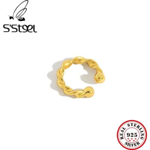 SSTEEL Concise Ear Clip Earrings Silver Sterling 925 Pendientes Plata De Ley 925 Mujer Gold Earring Aretes De Clip Fine Jewelry