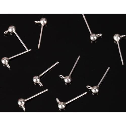 1 Pair 13/14mm 925 Sterling Silver Ear Studs Pins 3/4mm Ball Basic Earring Connectors Handmade For DIY Jewelry Components Making