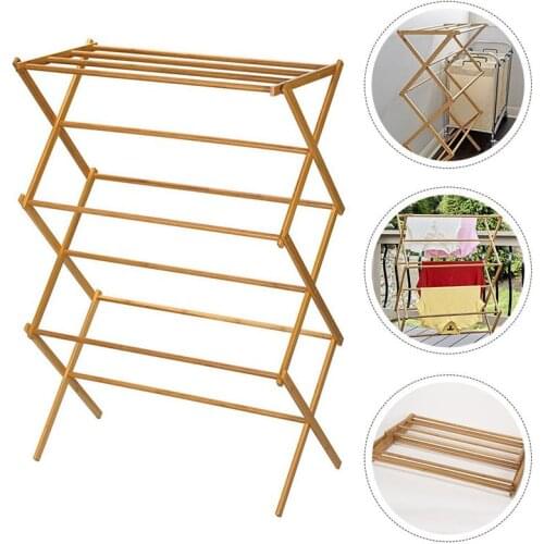 1Pc Home Clothes Rack Simple Dryer for Clothes Bamboo Clothes Dryer for Towel Bedroom