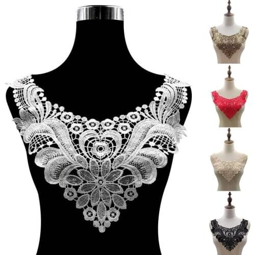 1 Pc White Flower Neckline Collar Lace Applique Fabric for Fabric Apparel Sewing On Home Textiles For Dress Scrapbooking